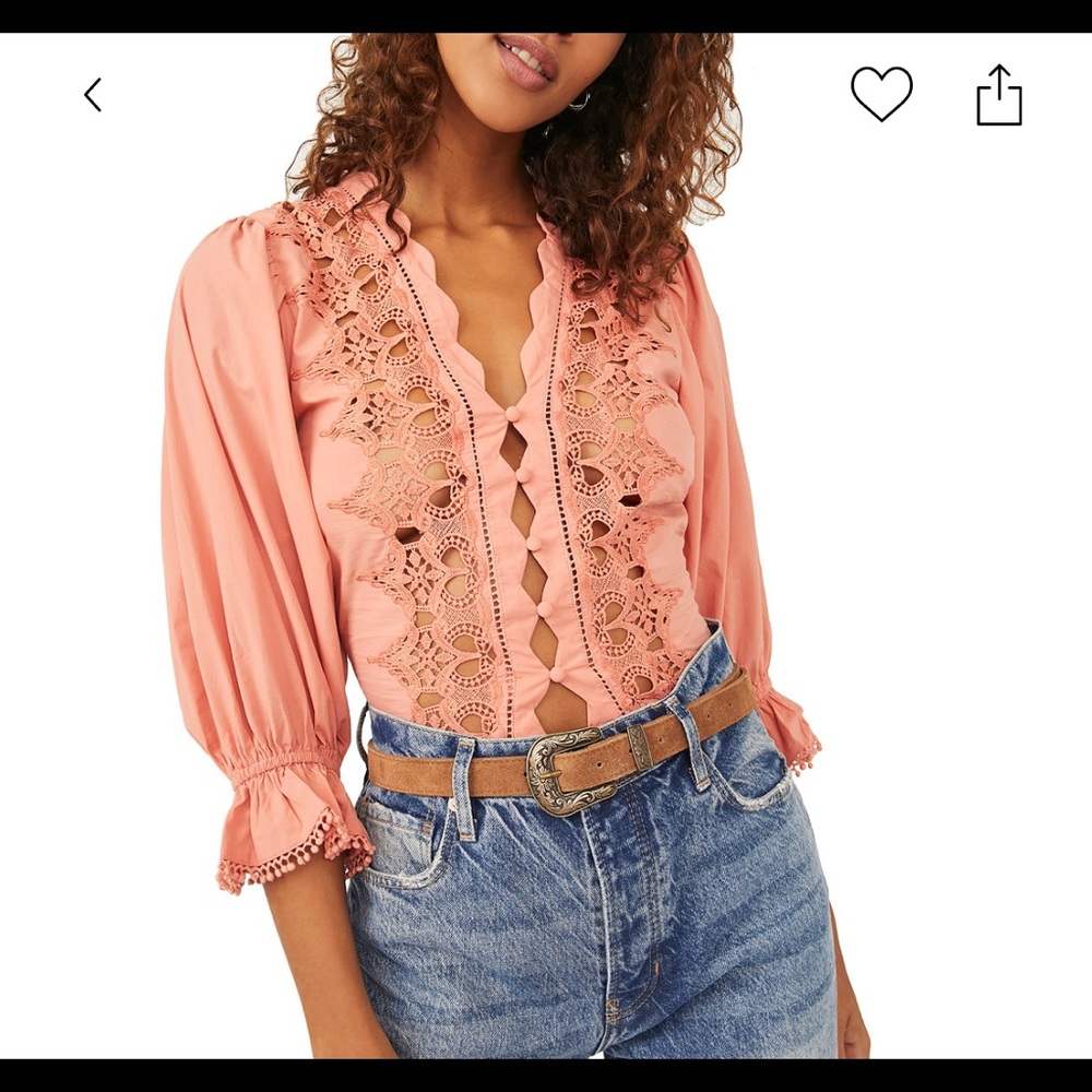Free People Embroidered cotton top